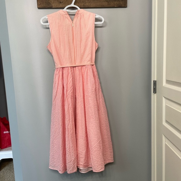 Kate Spade Midi Dress size 2 pink and white checker pattern with pockets! - Picture 7 of 9